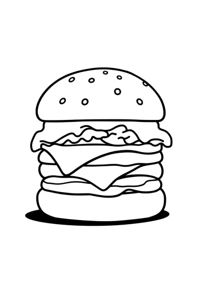 Simple Hamburger Coloring Page