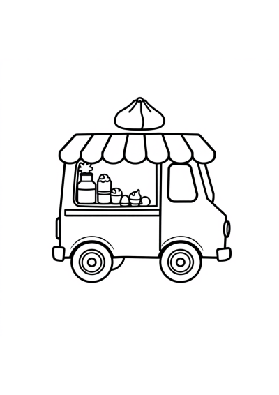 Simple Ice Cream Truck Coloring Page