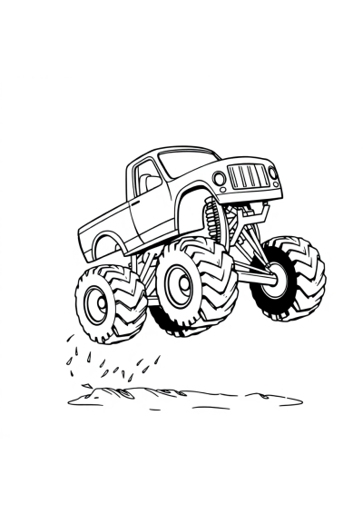 Simple Monster Truck Jumping Coloring Page