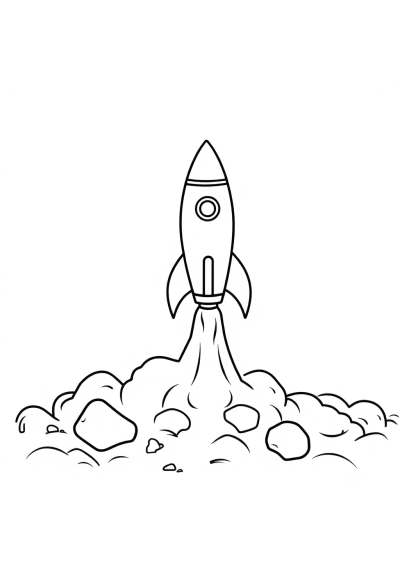 Simple Rocket Launching Coloring Page