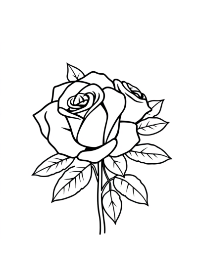 Simple Rose Bouquet Coloring Page