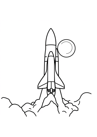 Simple Space Shuttle Launch Coloring Page