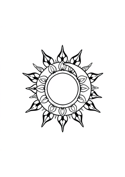 Printable Simple Sun And Moon Mandala Coloring Page