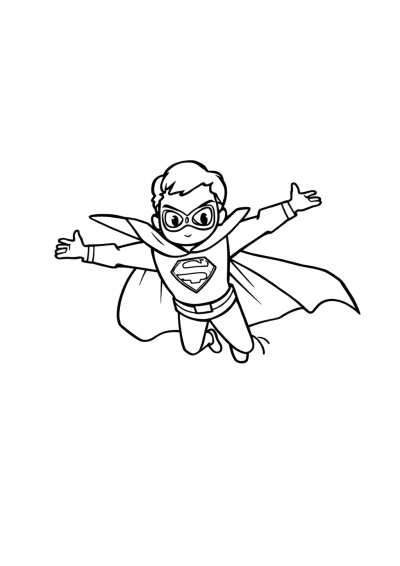 Simple Superhero Flying Coloring Page