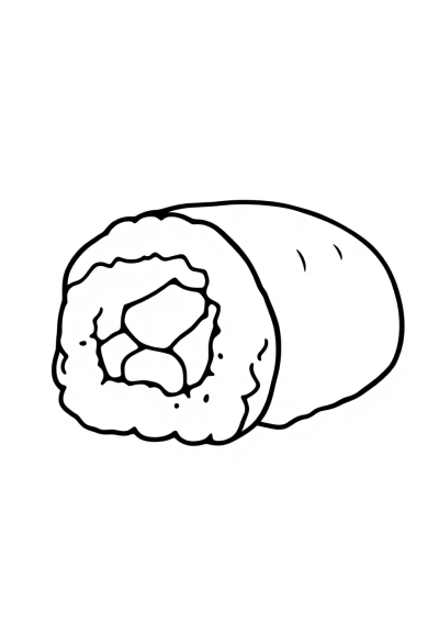 Simple Sushi Roll Coloring Page
