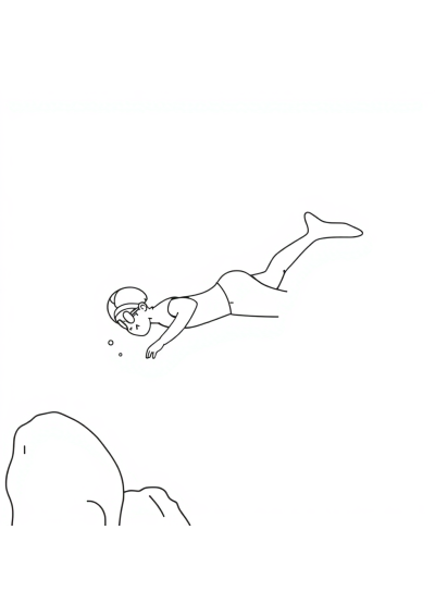 Simple Swimmer Diving Coloring Page