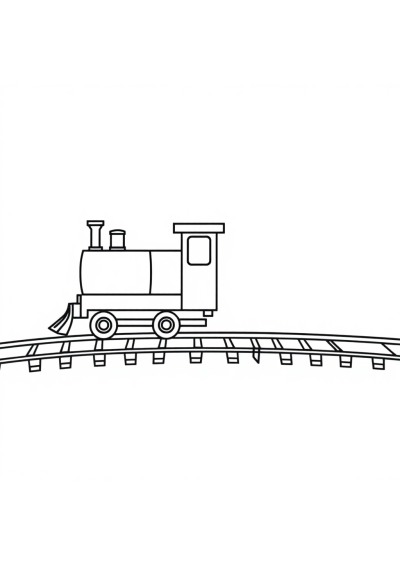 Simple Train On Tracks Coloring Page