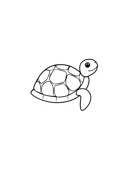 Printable Simple Turtle Swimming Coloring Page