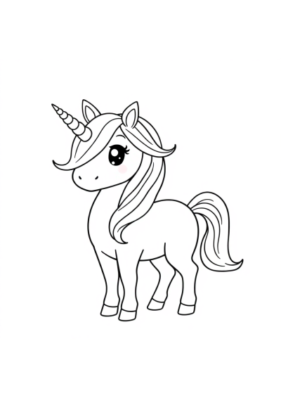 Simple Unicorn With Rainbow Mane Coloring Page