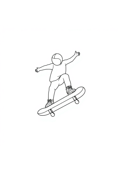 Skateboard In Space Coloring Page