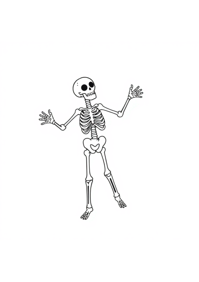 Skeleton Dancing In Space Coloring Page