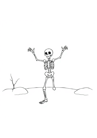 Skeleton Dancing In Winter Coloring Page