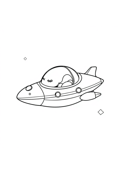 Sleepy Alien Spaceship Coloring Page