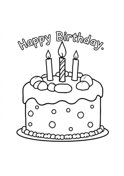 Sleepy Birthday Cake Coloring Page