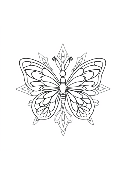 Sleepy Butterfly Mandala Coloring Page