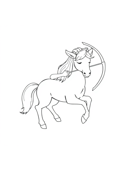 Sleepy Centaur Archer Coloring Page
