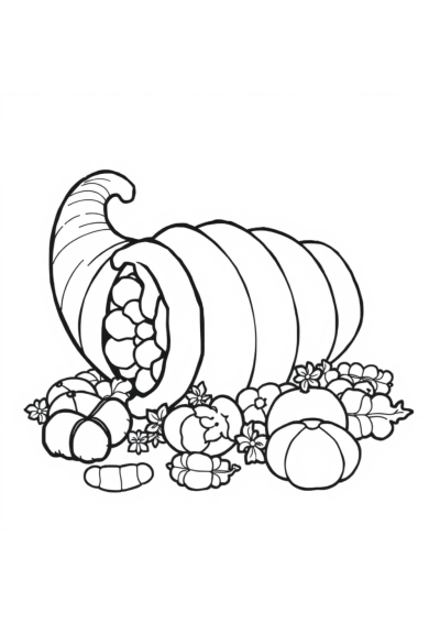 Sleepy Cornucopia Coloring Page