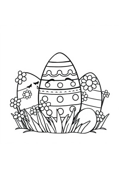 Sleepy Easter Eggs Decorated Coloring Page