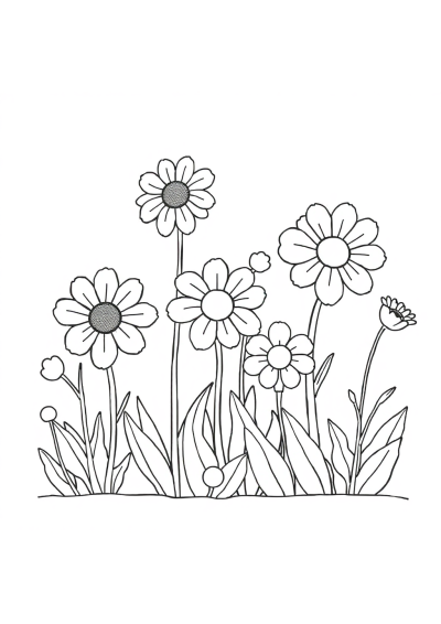 Sleepy Garden Flowers Coloring Page