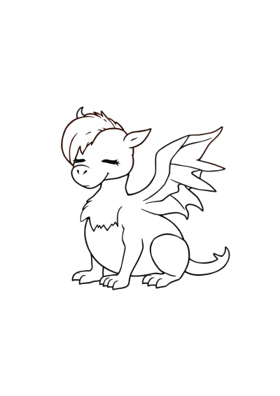 Sleepy Griffin Creature Coloring Page