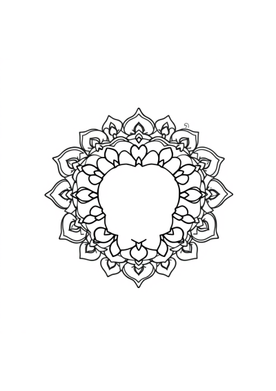 Sleepy Heart Shaped Mandala Coloring Page
