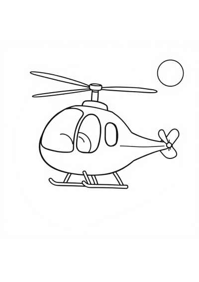 Sleepy Helicopter Flying Coloring Page