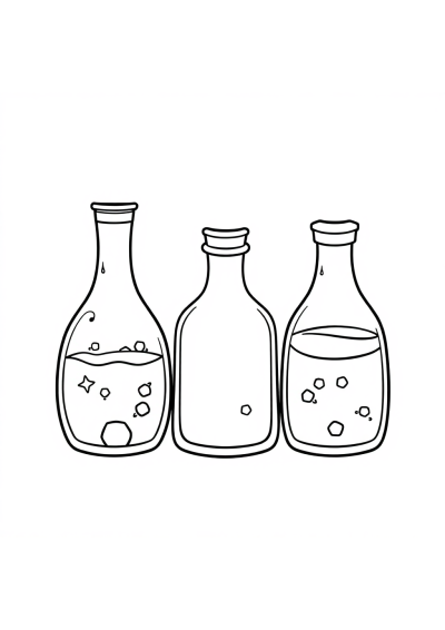 Sleepy Magical Potion Bottles Coloring Page