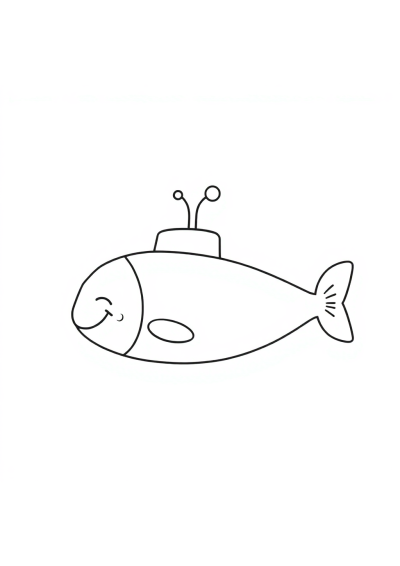 Sleepy Submarine Underwater Coloring Page