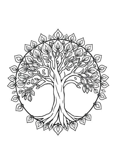 Printable Sleepy Tree Of Life Mandala Coloring Page