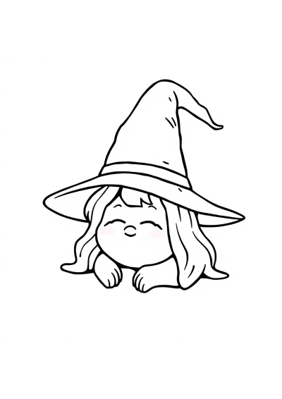Sleepy Witch Hat Coloring Page
