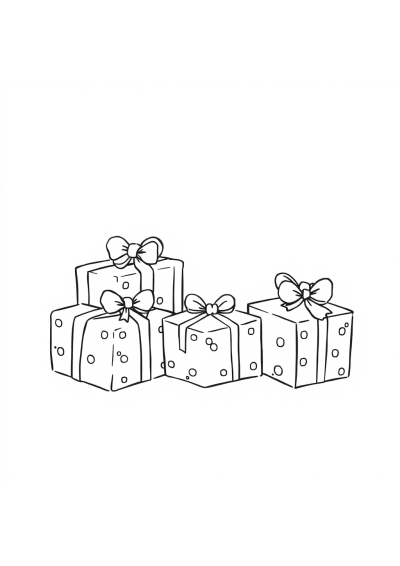 Sleepy Wrapped Presents Coloring Page