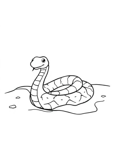Snake Coiled On Beach Coloring Page