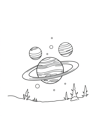 Solar System Planets In Winter Coloring Page