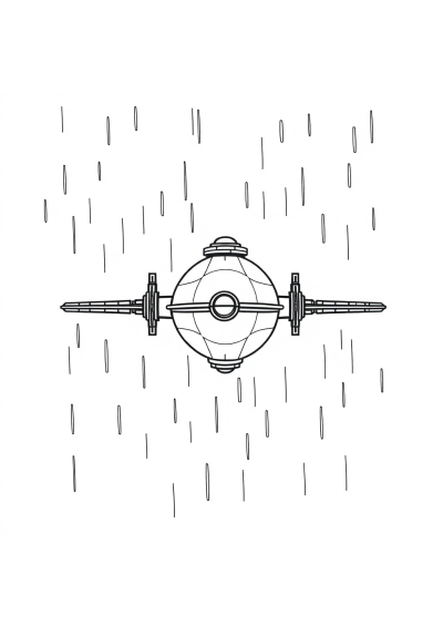 Space Station In Rain Coloring Page