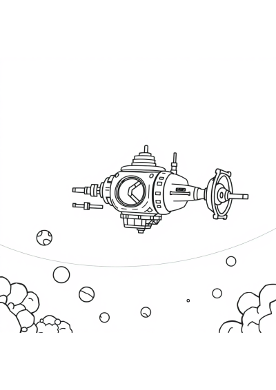 Space Station Underwater Coloring Page