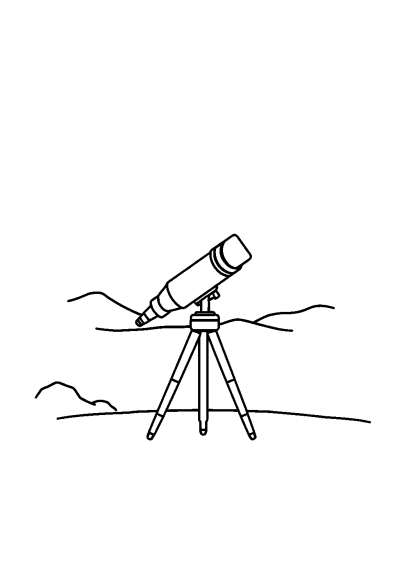 Space Telescope At Sunset Coloring Page