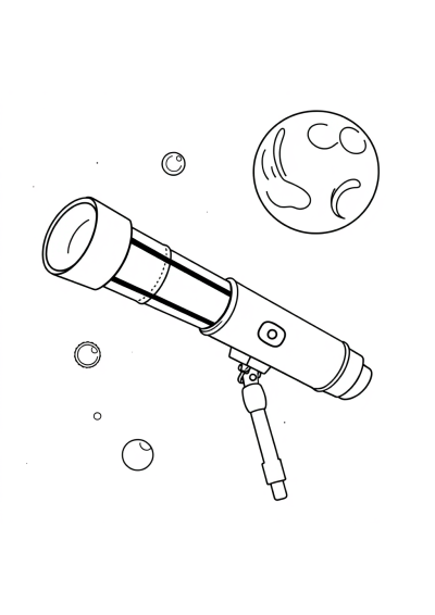 Printable Space Telescope In Space Coloring Page