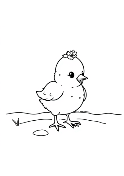 Spring Chick On Beach Coloring Page