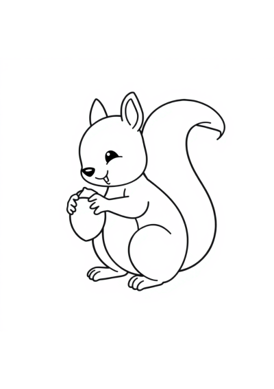 Squirrel With Acorn Coloring Page