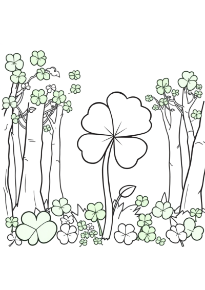 St Patricks Shamrock In Forest Coloring Page