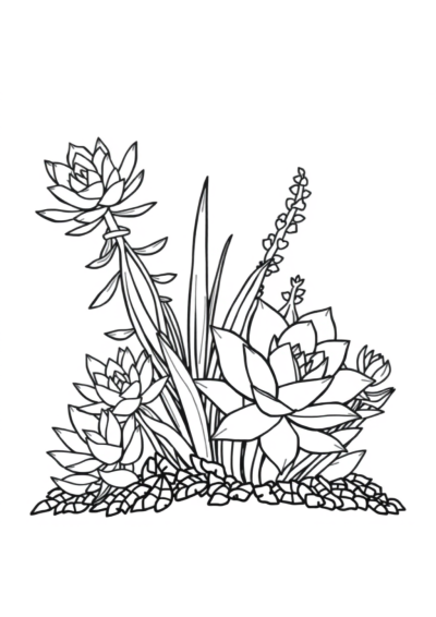 Succulent Plants Coloring Page
