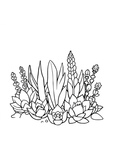Succulent Plants In Garden Coloring Page
