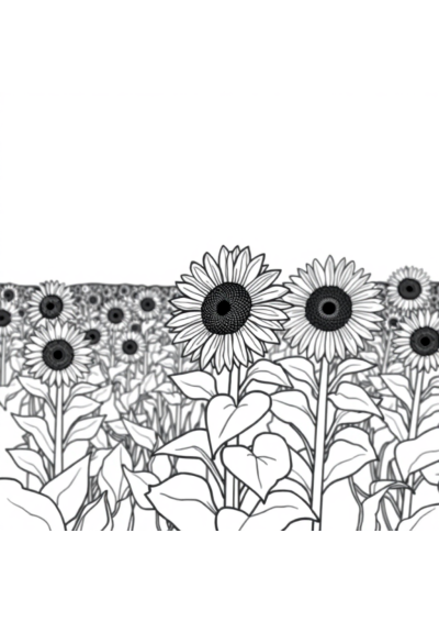 Sunflower Field Coloring Page