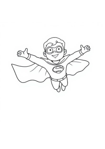 Superhero Flying Coloring Page
