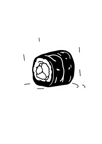 Sushi Roll In Rain Coloring Page