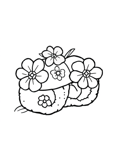 Sushi Roll With Flowers Coloring Page