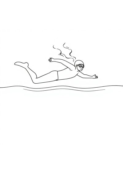 Swimmer Diving At Night Coloring Page