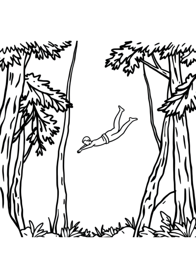 Swimmer Diving In Forest Coloring Page