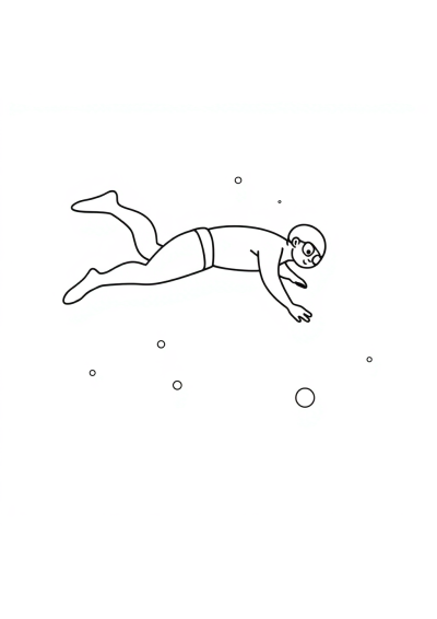 Swimmer Diving In Space Coloring Page