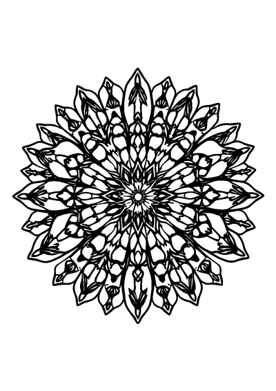 Symmetrical Mandala Pattern In Winter Coloring Page